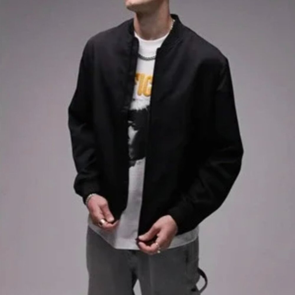 Topman Bomber Jacket Black Mens Medium - Lightweight Coat
